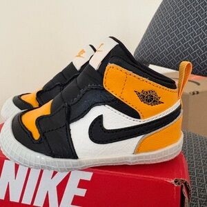 Jordan Baby Black, White, and Yellow Crib Shoes